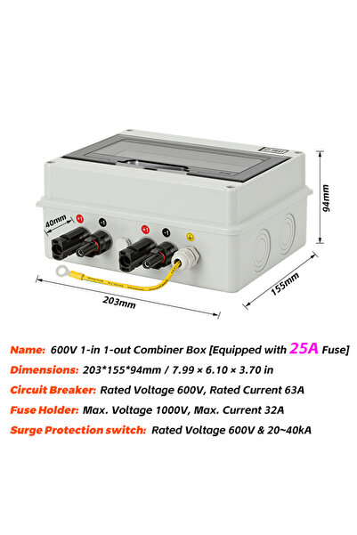 Choice3 25A DC FUSE Solar photovoltaic PV Combiner Box With Lightning Protect...