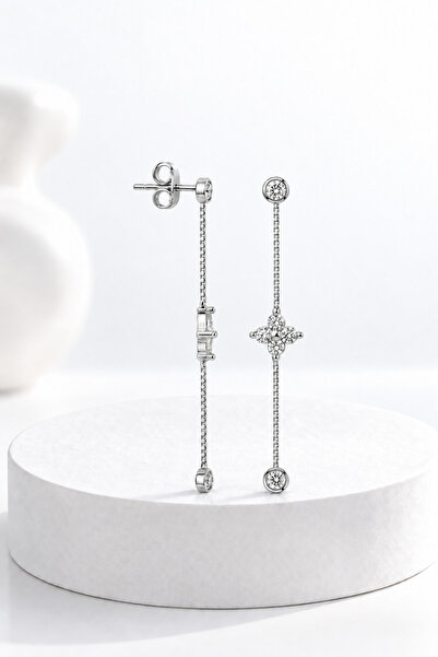 jelux silver Gümüş 925 Ayar Işıltılı Zirkon Taşlı Luxury Sallantılı Kadın Küpe