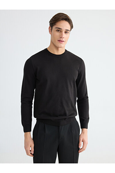 LC Waikiki Nevavm Farkıyla Lcwaikiki Classic Black Knitwear Plain Oval Collar...