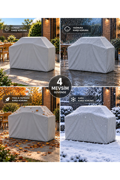 COCEM Barbekü Brandası 130x75x130 cm Su Geçirmez UV Korumalı Mangal Koruma Örtüsü
