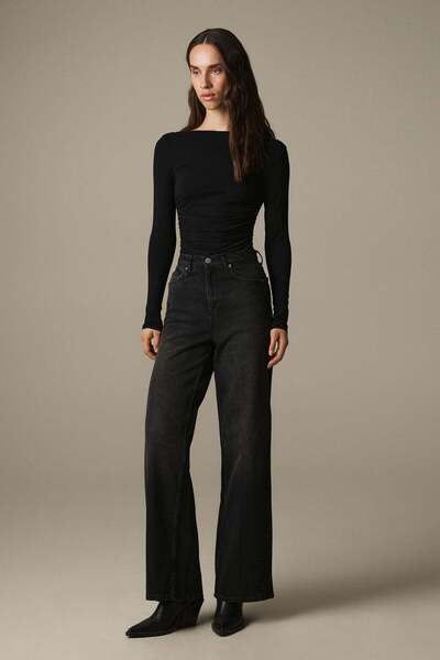 VATKALI V1992 Yüksek bel cepli wide leg jean
