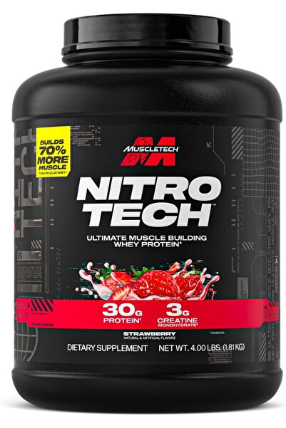 MUSCLETECH Nitro Tech Whey Protein - 30gms Protein, Strawberry, 4 LB - 40 ser...