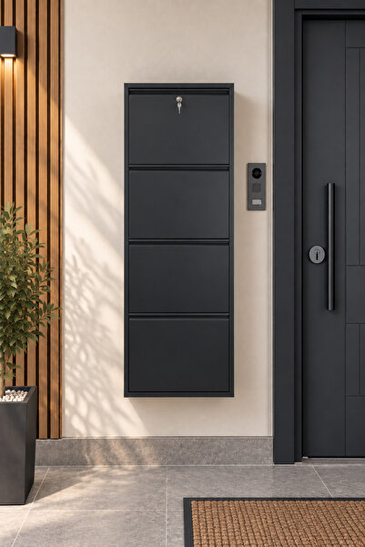 adlsteel 4'lü Metal Ayakkabılık KİLİTLİ SİYAH