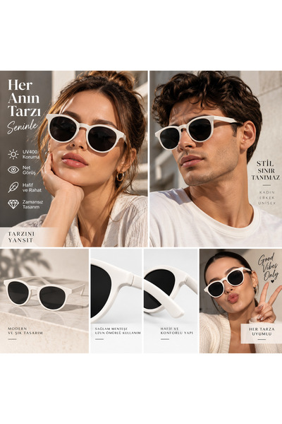 Genel Markalar Petta Unisex Vintage Oval Güneş Gözlüğü