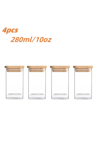 Choice 4 pcs 1/2/4/8pcs, 10oz Glass Jars With Airtight Lids, Candy Jars, Food...