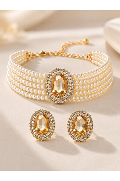 Generic Brand 2-Piece Women's Jewelry Set, White Pearl Multi-Layer Necklace a...