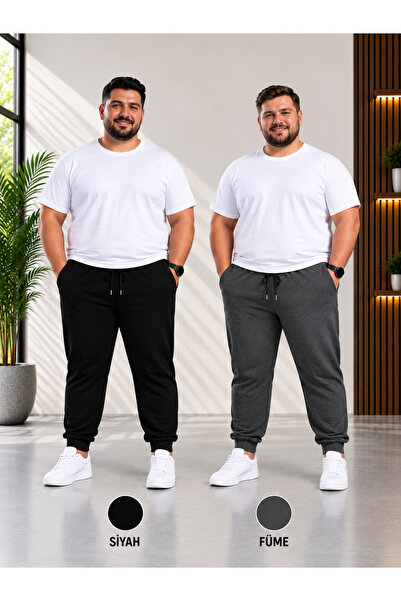 TREND ALİSSE 2 Li Erkek Siyah Antrasit Fit Cepli Rahat Jogger Eşofman Altı