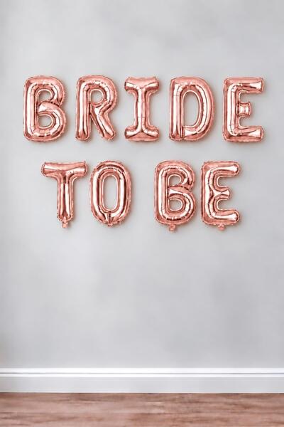 Patladı Gitti Bride To Be 16 inç 40 Cm Rose Gold Renk Folyo Balon Seti, Bride...