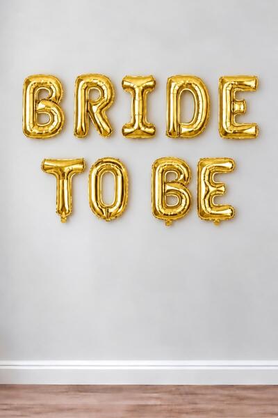 Patladı Gitti Bride to Be 16 Inch 40 cm Gold Color Foil Balloon Set, Bride to...