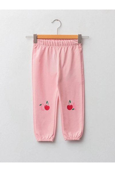 LC Waikiki LCW baby Pembe Beli Lastikli Baskılı Kız Bebek Jogger Eşofman Alt