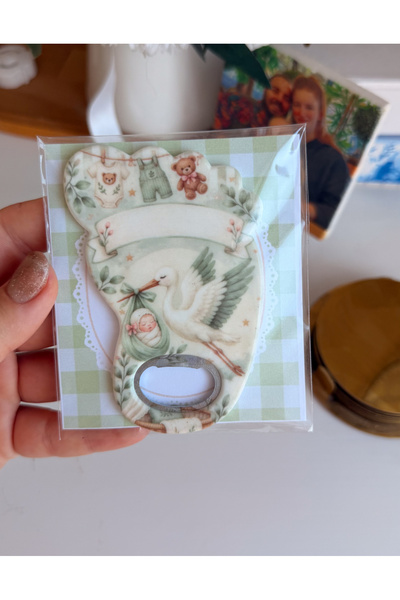 arslart Leylek Bebek Desenli Ayak Açacaklı Magnet Bebek Doğum Mevlit Hediyeli...