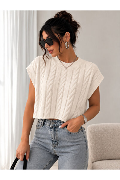 moda mh Kadın Örgü Desenli Triko Süveter