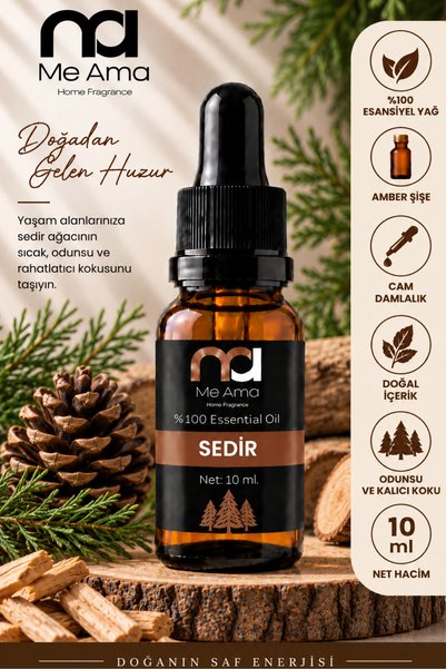 Me Ama Sedir Ağacı Buhurdanlık Yağı Aromaterapi Yağ Difizör Esansı Buhur Yağ Oda Kokusu 10 Ml.