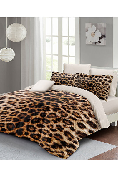 MonoHome Leopard Printed Premium Cotton Satin Duvet Cover Set – Double |Speci...