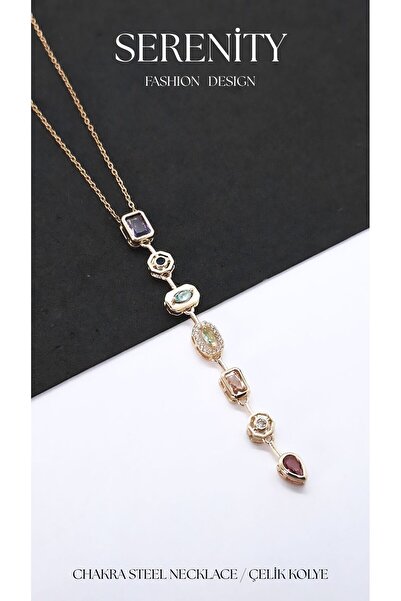 Serenity Colorful Stone Chakra Steel Necklace