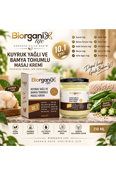 BiorganixLife Kuyruk yağlı ve Bamya Tohumlu Masaj Kremi 210 GR