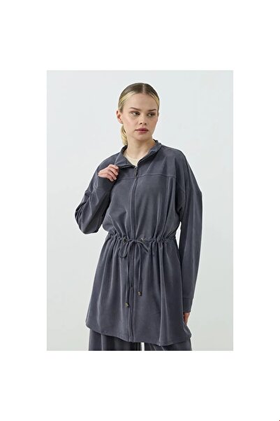 QANU Zippered Modal Sweatshirt Set Anthracite