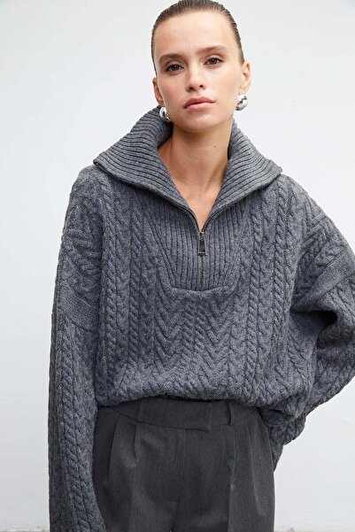 VATKALI Turtleneck zipper knit sweater