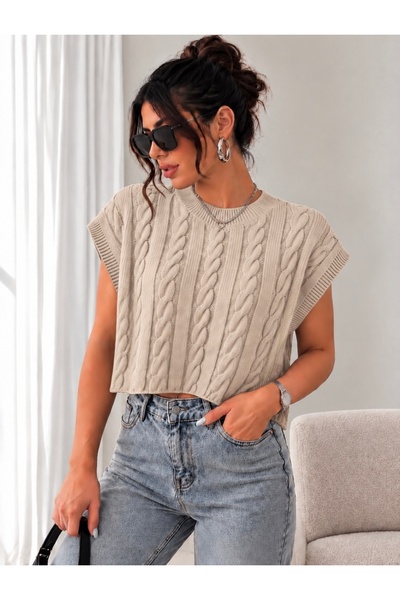 moda mh Kadın Örgü Desenli Triko Süveter