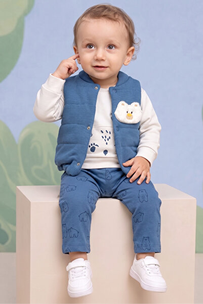 Rocha Baby Rocha Baby Boy Indigo Puffing Y Vest Set 3-Piece Set - Cotton Set ...