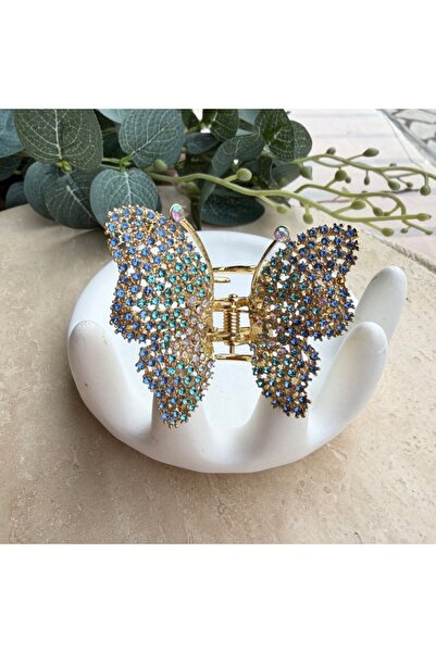 nesdesignn Stone butterfly metal hair clip - blue