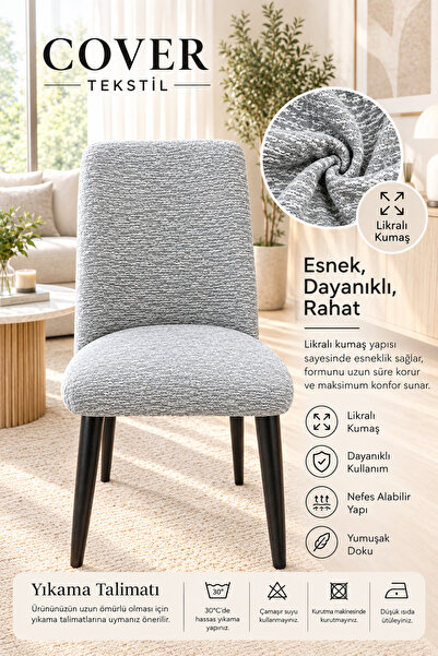 COVER TEKSTİL Büyük oval sandalye kılıfı jakar kumaş