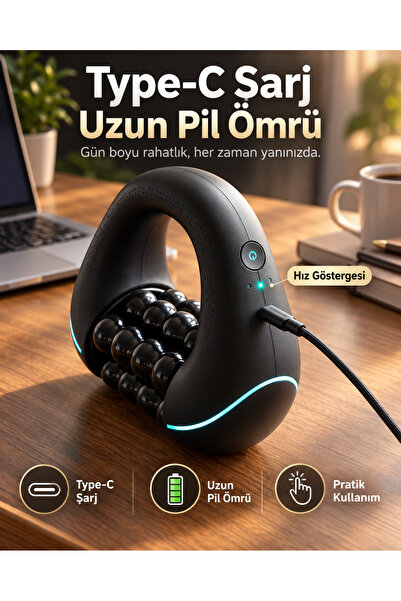 Mega Plus Selülit 360° Döner Roller Yeni Nesil Masaj Aleti Boyun Omuz Sırt Bacak Rahatlatıcı Vücut Masajı Roller Şarjlı