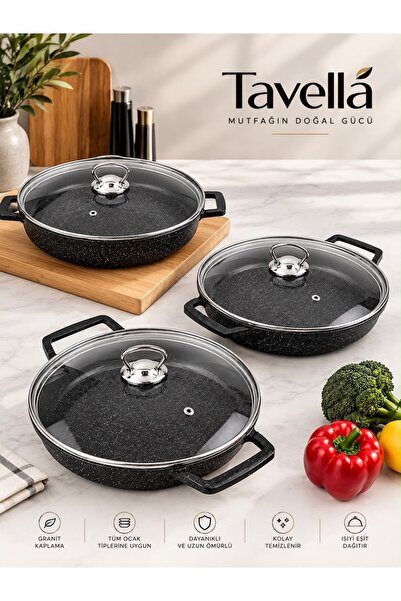 Granit Dökümlü 6’lı Sahan Seti 18-20-22 CM