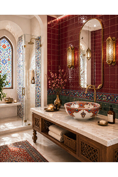 KÜTAHYA ÇİNİ SANAYİ desenli lavabo