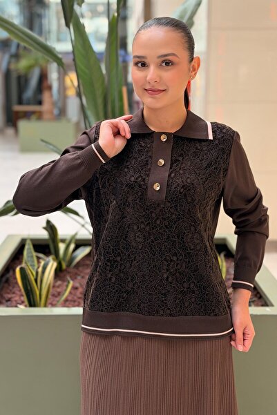 FUAT GÜRSEN Fuat Gürşen Floral Guipure Patterned Knitwear Tunic