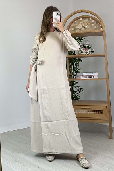 Invee Yandan Bağlamalı Tencel Elbise