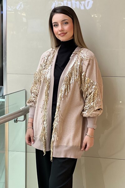 Ghisa Decorated Cardigan with Knitted Detail