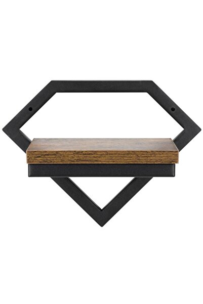 SERSIMO Стенна стойка за цветя, метал и MDF, 25,5x19 см, черно/кафяво