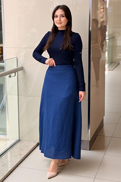 MISS DALIDA تنورة من الكتان بلون واحد من ميسداليدا على شكل حرف A