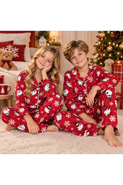 elmas kids Boys' and Girls' Cotton Unisex Patterned Pajama Set