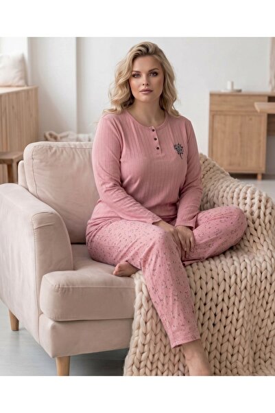 Temporium Women's Winter Plus Size Embroidered Patterned Collar Buttoned Long...