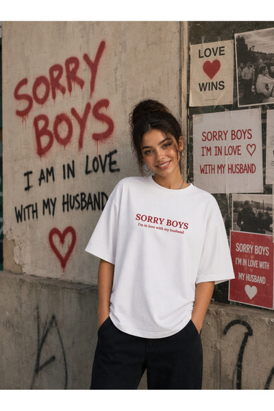 Ninkasiwear تي شيرت قطني كبير الحجم للجنسين مطبوع عليه عبارة I'm In Love With...