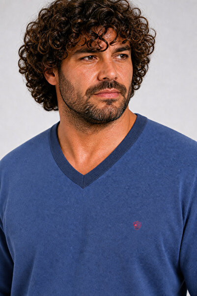 Starbattal Large Size Thessaloniki V-Neck Classic Sweat 23201 Marine