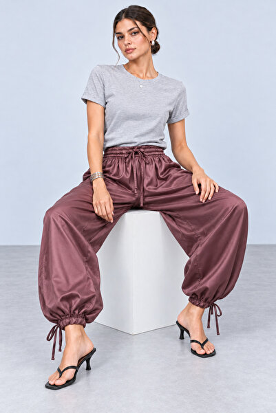 FAARKCOLLECTİON Livia İpeksi Dokulu Premium Floş Saten Şalvar Pantolon