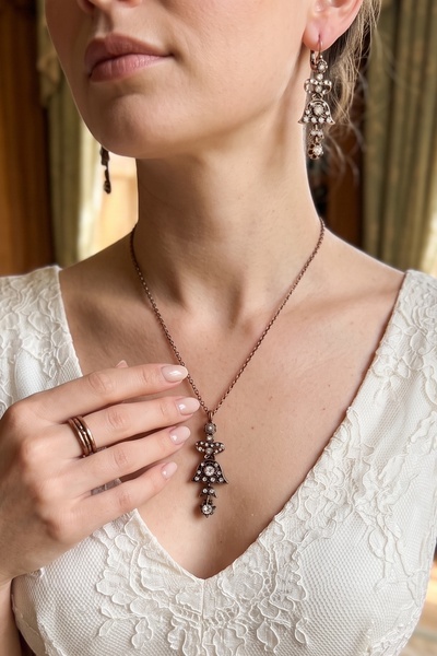FAYRA ACCESSORIES Zircon Stone Earrings and Necklace Set Authentic Design