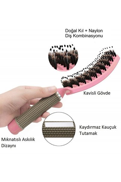 LAND OF MYTH Lom1073 Detangling Hair Brush, Antistatic, Ionic, for Adults & Children - Pink