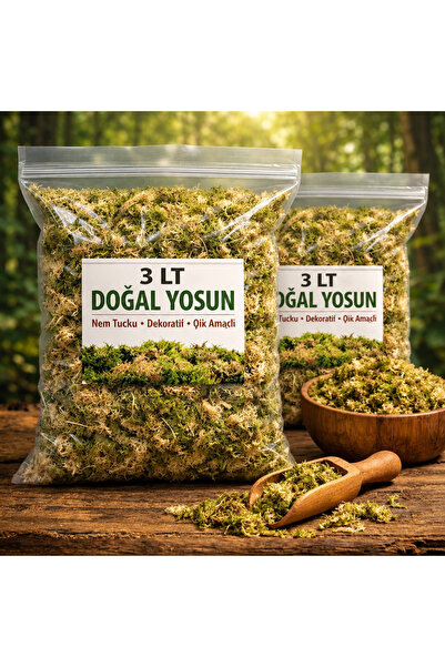 macc 6 Litre Doğal Yosun Torfu, Lif Parça Canlı Spagnum Floor Moss Yosun, Ter...