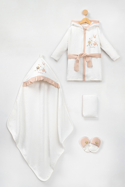 BEBELİNNA BABY 4 Piece Baby Bathrobe Set