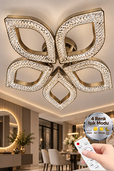 Melize Flora Model Eskitme 5"li Ledli 3 Renk Modu Kristal Salon Mutfak Yatak ...