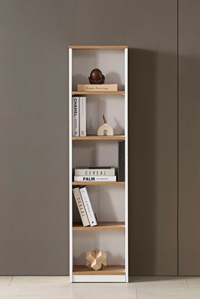 OVİS HOME MD 09 5 RAFLI KİTAPLIK SEPET CEVİZ VE BEYAZ
