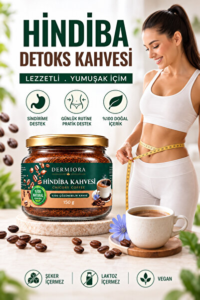 Dermiora Hindiba Kahvesi Yumuşak İçim Kafeinsiz Detox Kahve 1 Aylık - (60 kullanım) Net 150 gr Cam Kavanoz