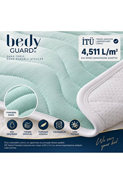 BEDY GUARD Multi Soft Yeşil 3'lü Hasta Altı Yıkanabilir Emici 5 Katlı Ped Kan...