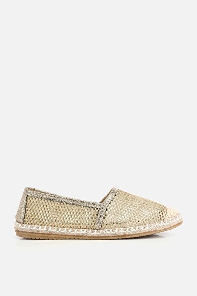 Yaya by Hotiç Kadın Gold Simli Fileli Espadril
