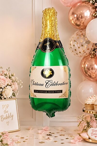 Patladı Gitti Chateau Celebration Written Green 104X49 cm Large Size Foil Bal...
