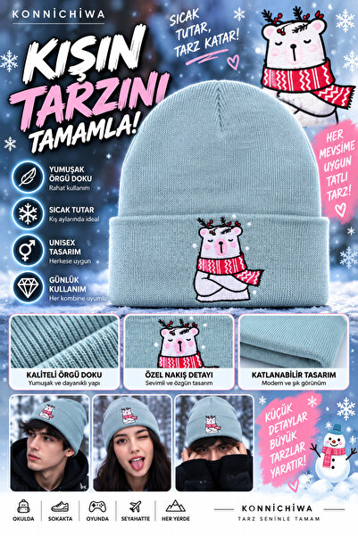FG KONNİCHİWA New Year Beanie Mint Green New Year Bear Beanie